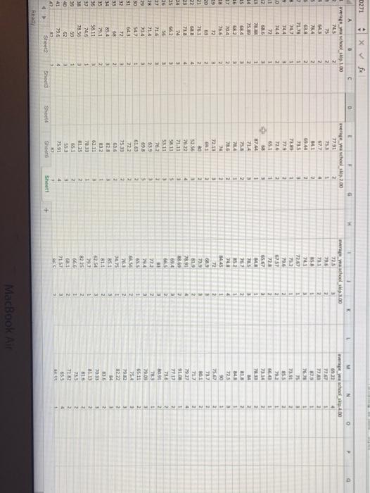 Consider the same data as in question 2 but now in four