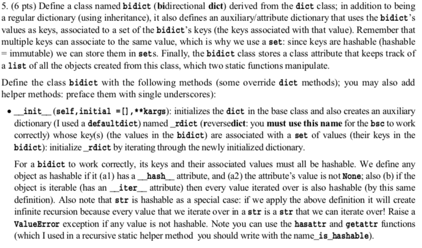python 3 inheritance Define a class named bidict (bidirectional dict) derived from