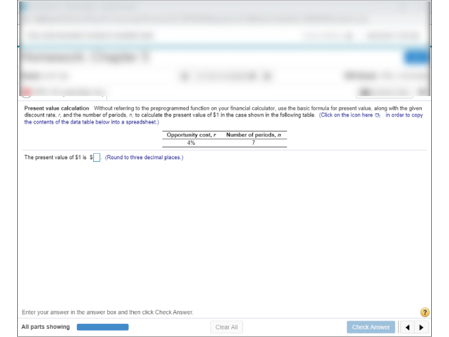  Present value calculation Without referring to the preprogrammed function on your