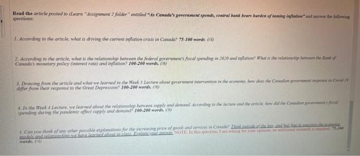  Read the article posted to uLearn "Assignment 2 folder" entitled "As