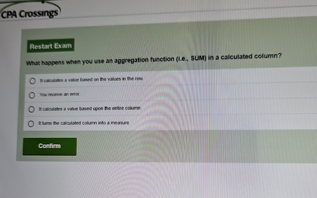  CPA Crossings What happens when you use an aggregation function (i.e.,