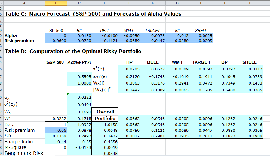 the optimal portfolio and its expected performance. 