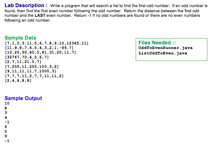 Lab Description Write a program that will search a list to