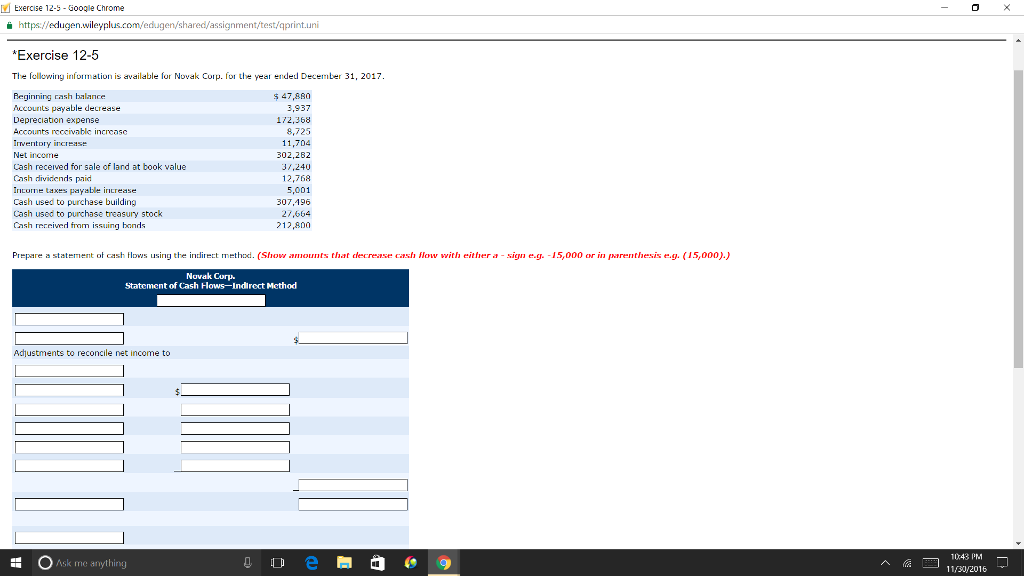 Exercise 12-5 Google Chrome ii https. Exercise 12-5 The following information