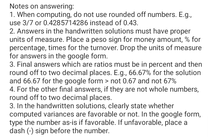 Notes on answering: 1. When computing, do not use rounded off