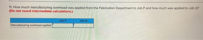and no beginning inventories. The company has two manufacturing departments-Molding and Fabrication.