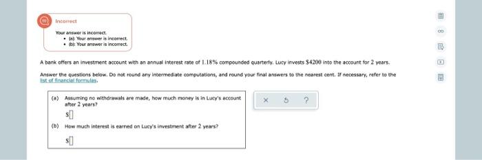  Incorrect Your answer is incorrect Your answer is incorrect for your