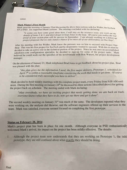prior success at SysTech is based on your ability to quickly assess