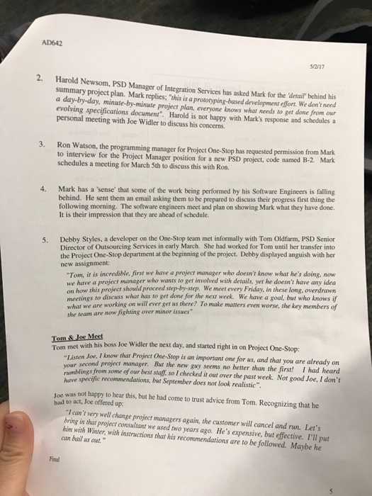 project issues and recommend specific corrective actions. After being introduced to the