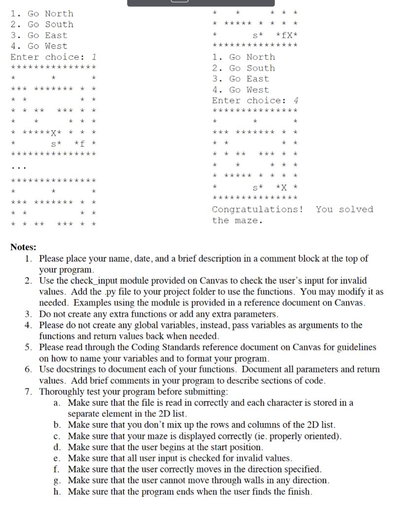 allows the user to solve a maze that is read in from