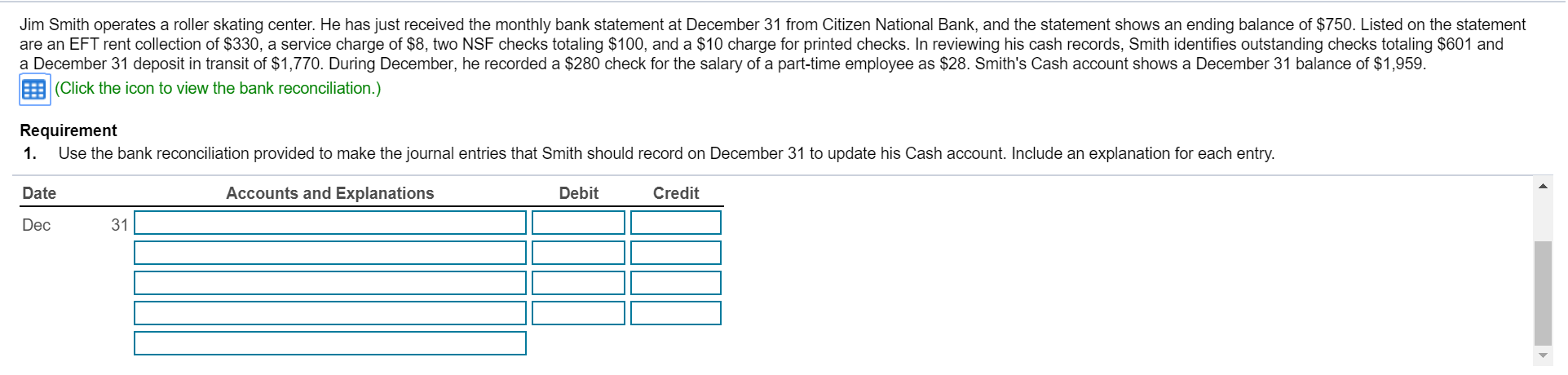 Jim Smith operates a roller skating center. He has just received