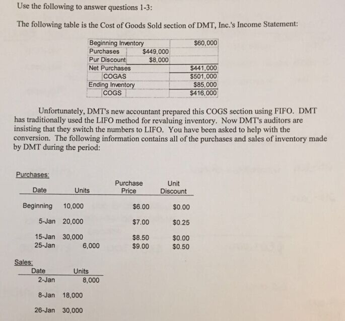1. What should DMT report as ending inventory on December 31st