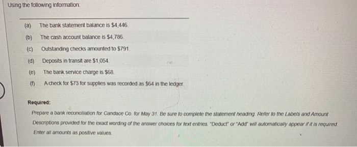  Using the following information (a) (b) (C) (d) (e) (0) The
