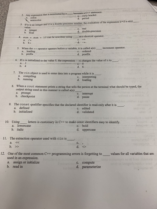  becoenes a C4+ statement e curly bracket d. period 2. Any