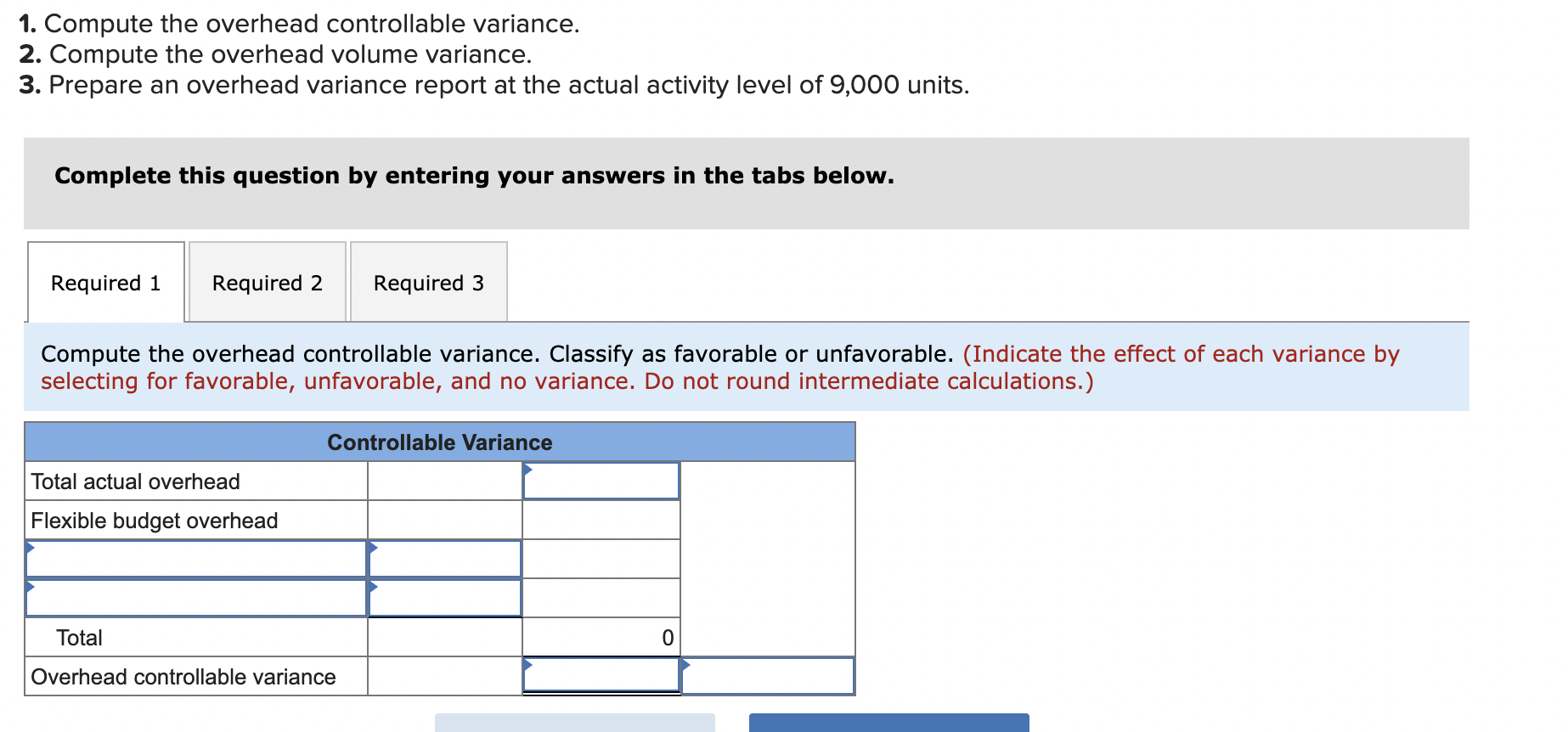 controllable and volume variances; overhead variance report LO P4 Blaze Corp. applies