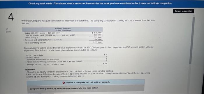  Check my work mode: This shows what is correct or incorrect