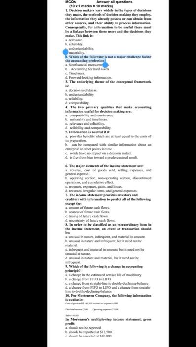  MCOS Answer all questions (10x1marks = 10 marks) 1. Precision makers