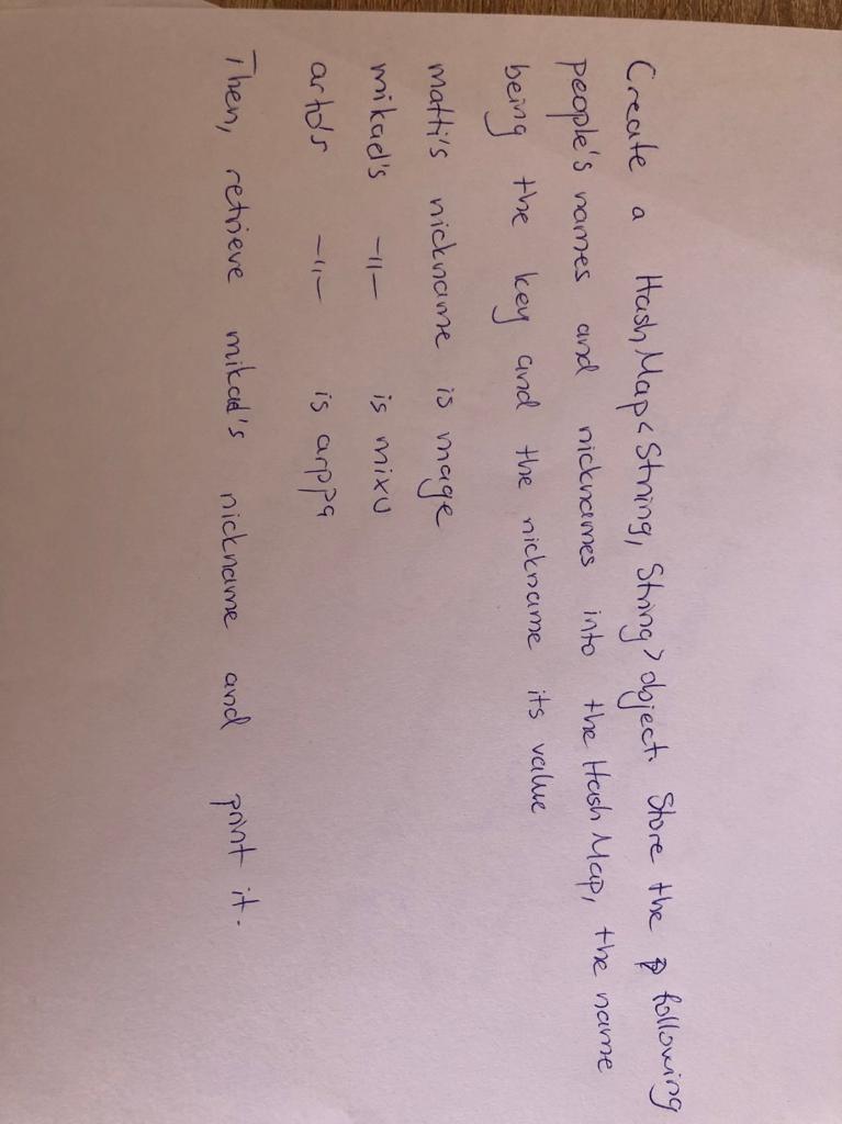  names Create a Hash Map