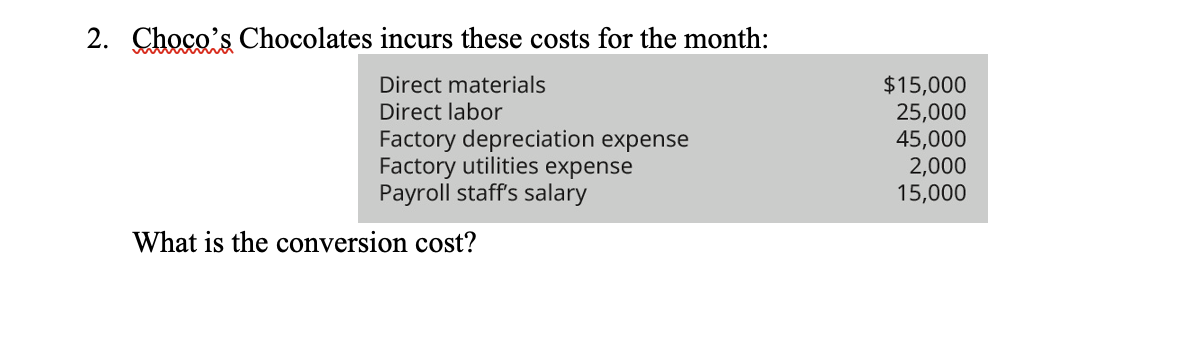  What is the conversion cost? 