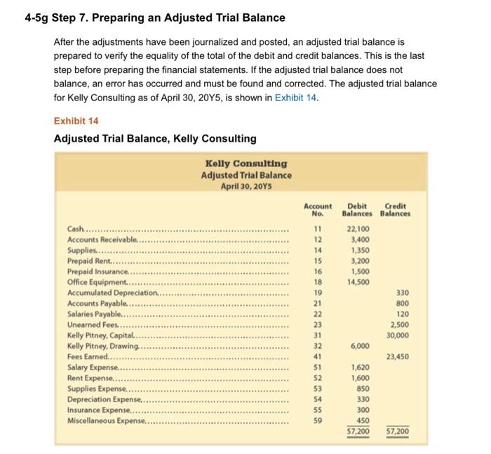 provided with an adjusted trial balance for Kelley Consulting. Use this data