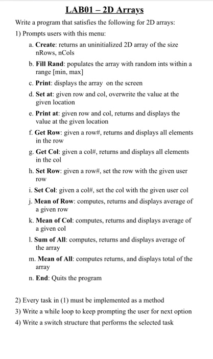  yS Write a program that satisfies the following for 2D arrays