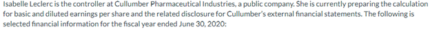 Isabelle Leclerc is the controller at Cullumber Pharmaceutical Industries, a public