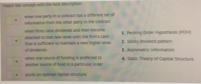  Match me concept with me best description. when one party in