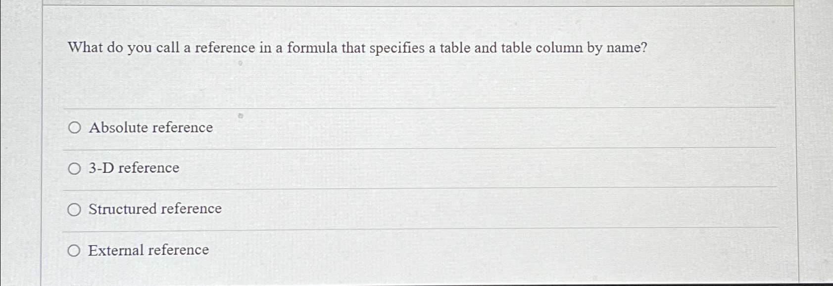  What do you call a reference in a formula that specifies