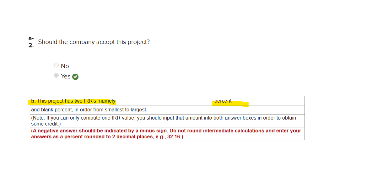 accept this project? No Yes a. What is the profitability index for