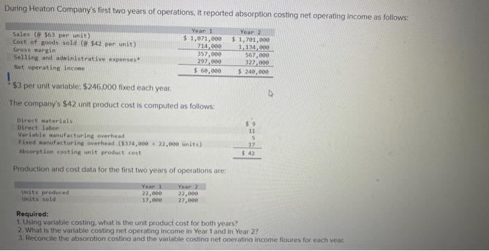  Required: 1. Using varlable costing, what is the unit product cost