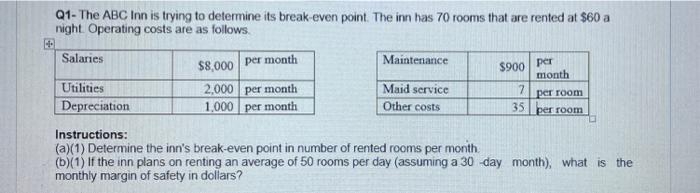 Please answer All these instructions $8,000 per month Q1- The ABC Inn