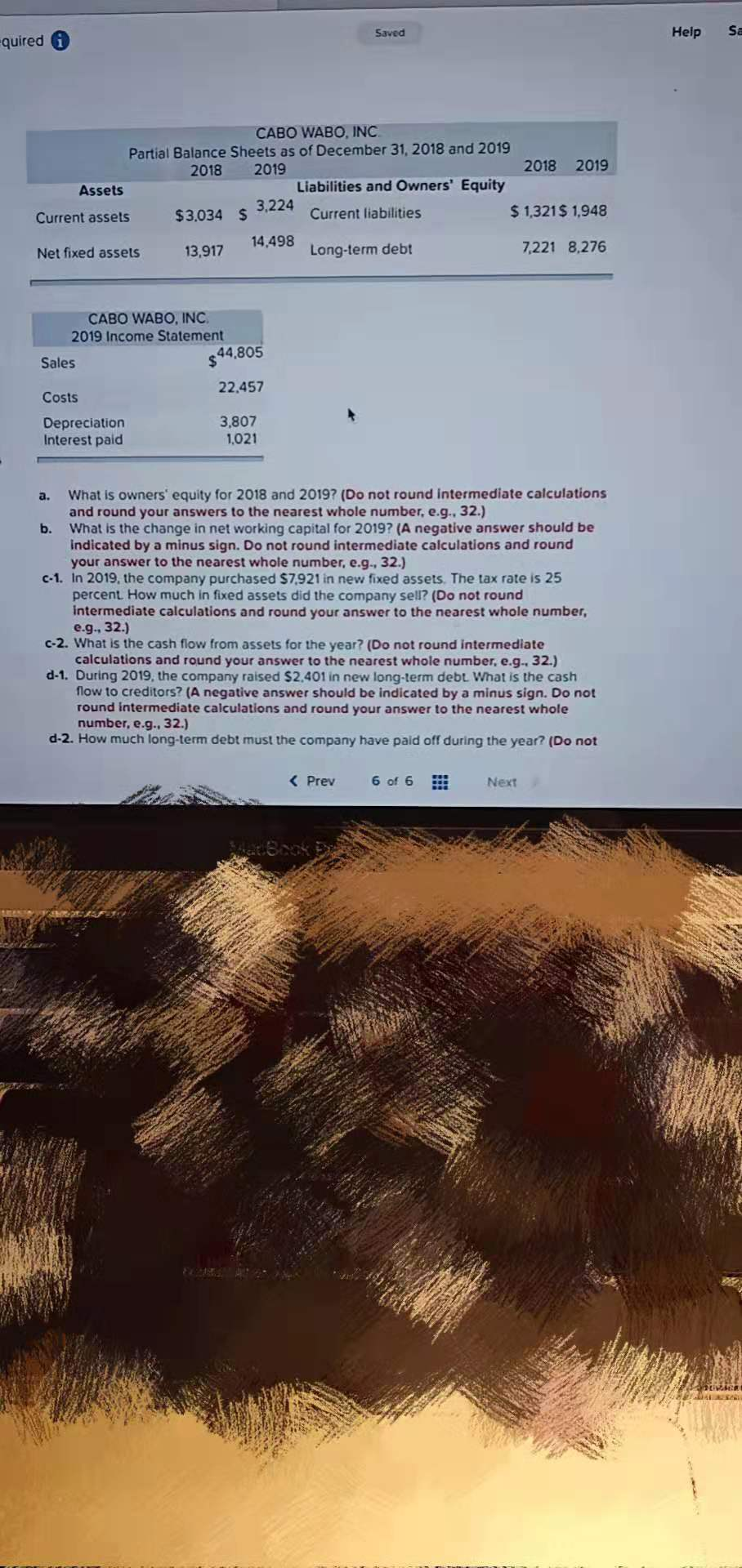 how to solve a-d questions Saved quired Help sa CABO WABO. INC.