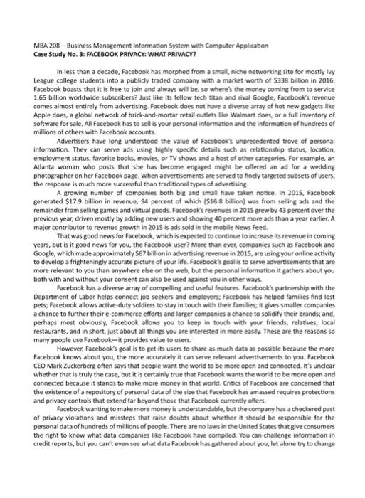  MBA 208 - Business Management information System with Computer Application Case