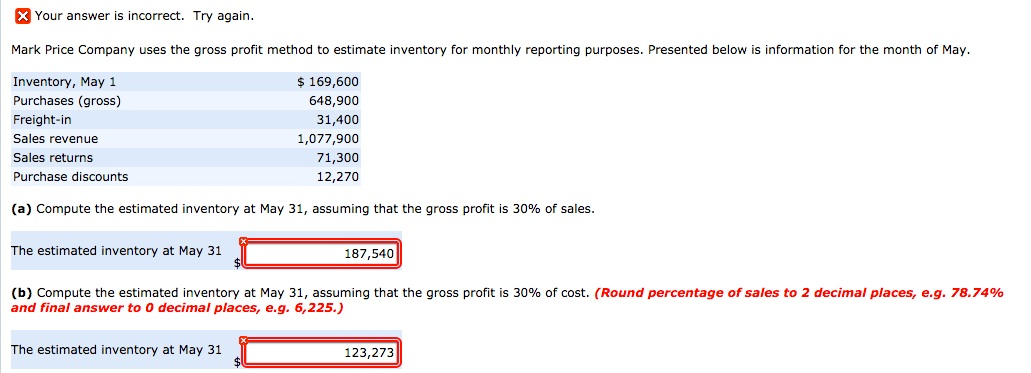 Your answer is incorrect. Try again. Mark Price Company uses the