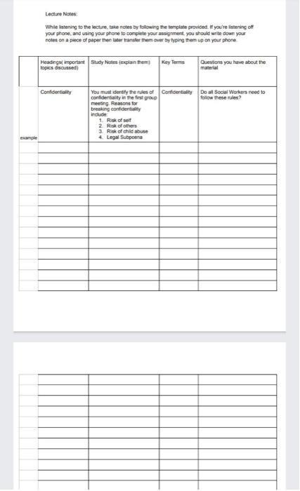  make notes in this manner atleast 15 point like confidentiality. follwing