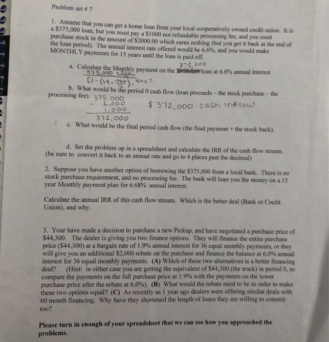  Problem set #7 50 1. Assume that you can get a