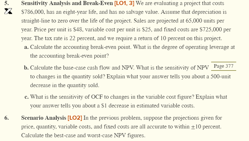 Please solve Questions 5 & 6 in excel with calculations shown