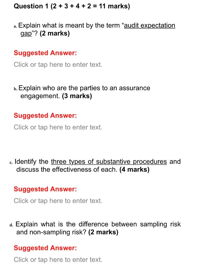  Question 1 (2 + 3 + 4 + 2 = 11