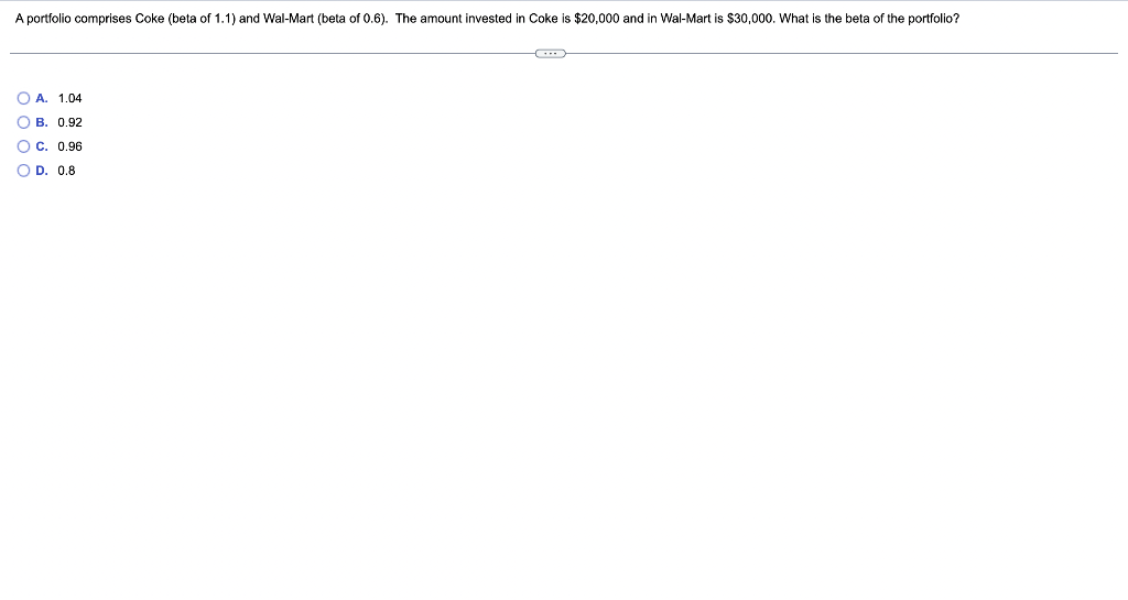  A. 1.04 B. 0.92 C. 0.96 D. 0.8