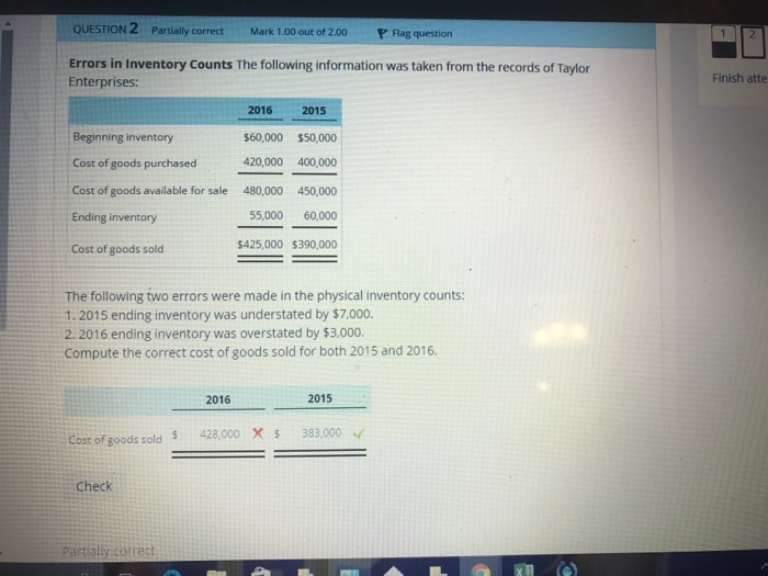  Errors in Inventory Counts The following information was taken from the