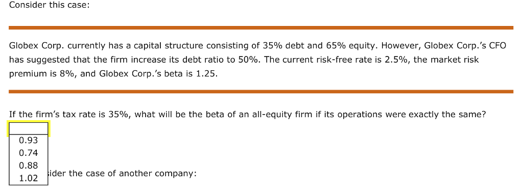optimal capital structure Review this situation: Transworld Consortium Corp. is trying to