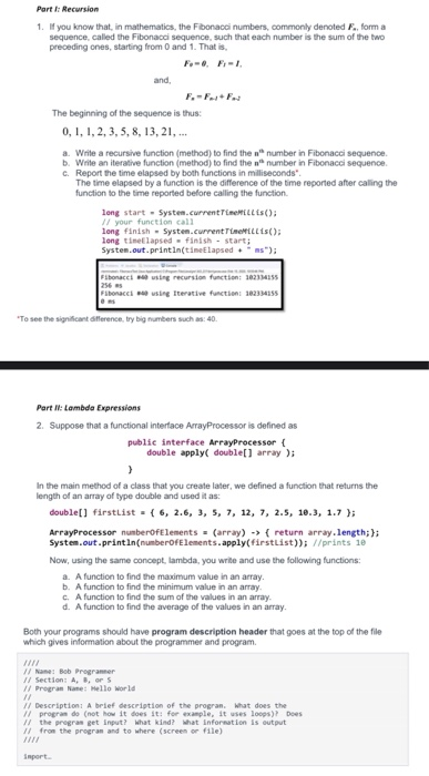 Java Programming Parti Recursion 1. you know that in mathematics, the Fibonacci