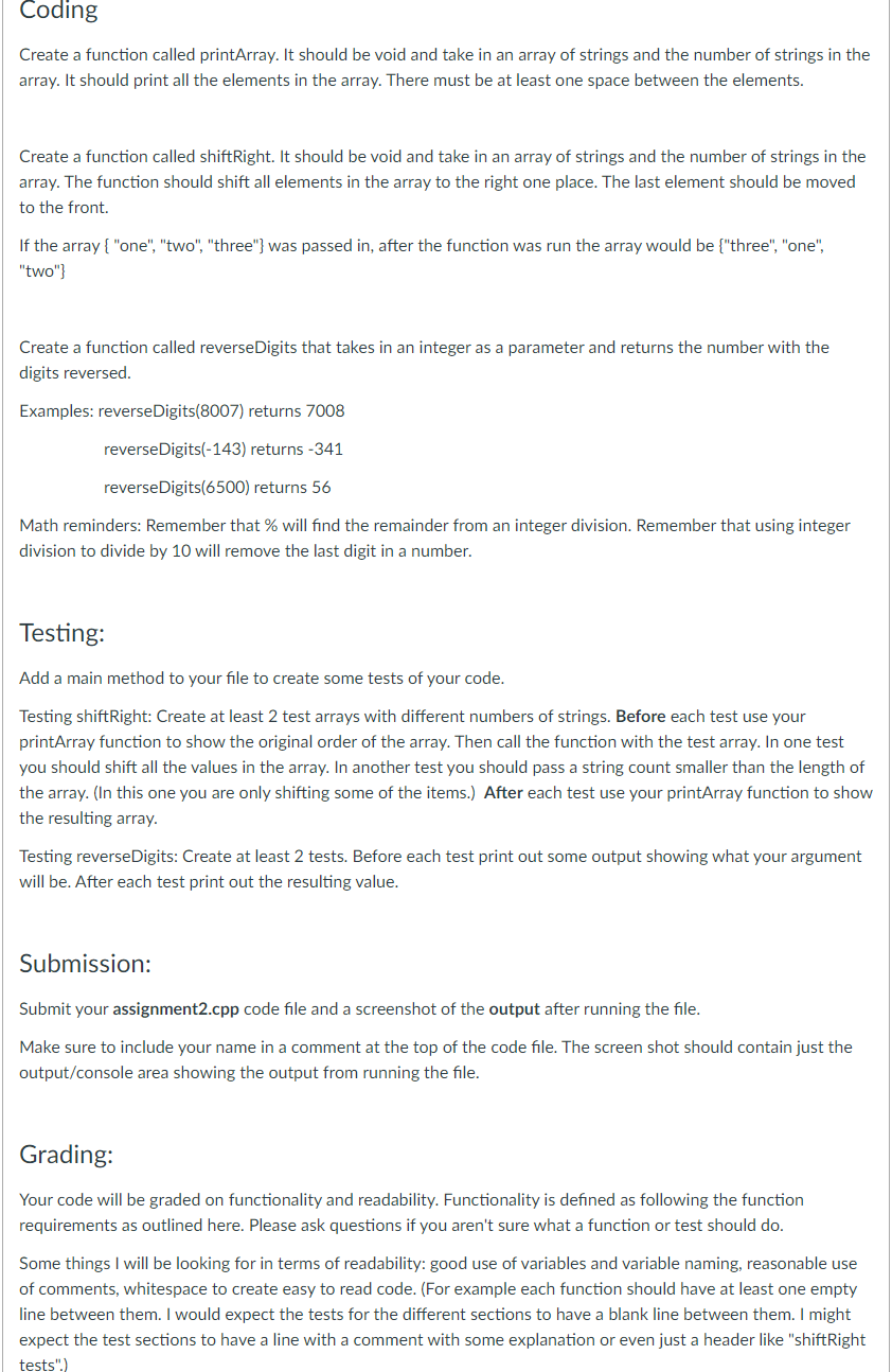 C++ Testing: Add a main method to your file to create some
