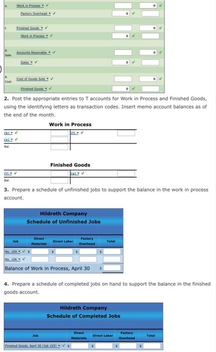 a job order cost system. The following data summarize the operations related