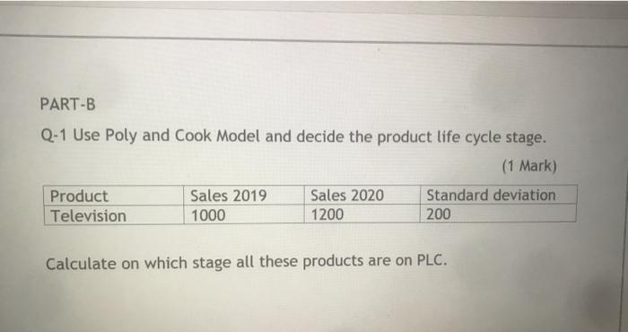  PART-B Q-1 Use Poly and Cook Model and decide the product