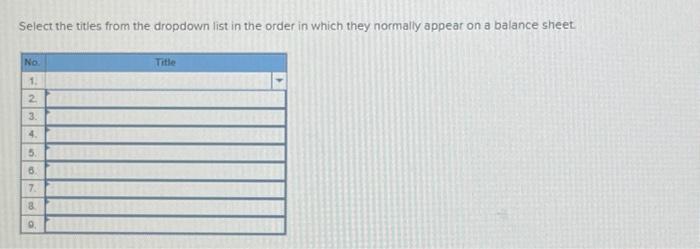  ? provided the list Select the titles from the dropdown list