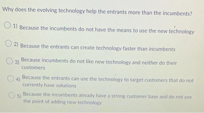  Why does the evolving technology help the entrants more than the