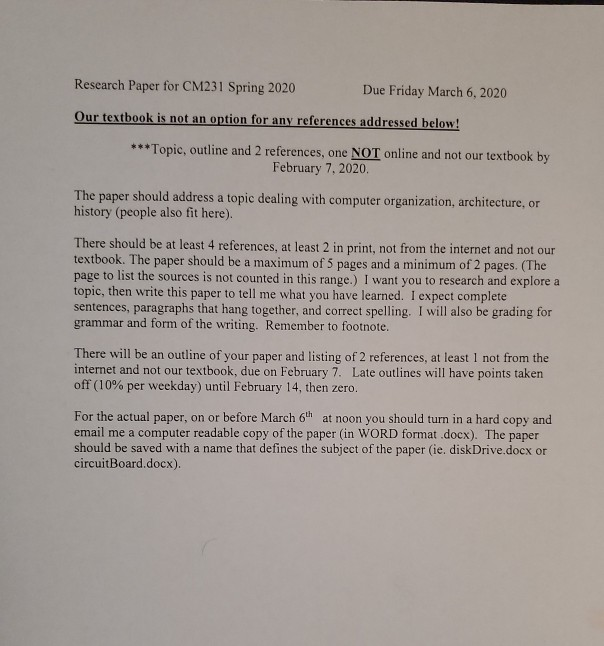  please add the citation also Research Paper for CM231 Spring 2020