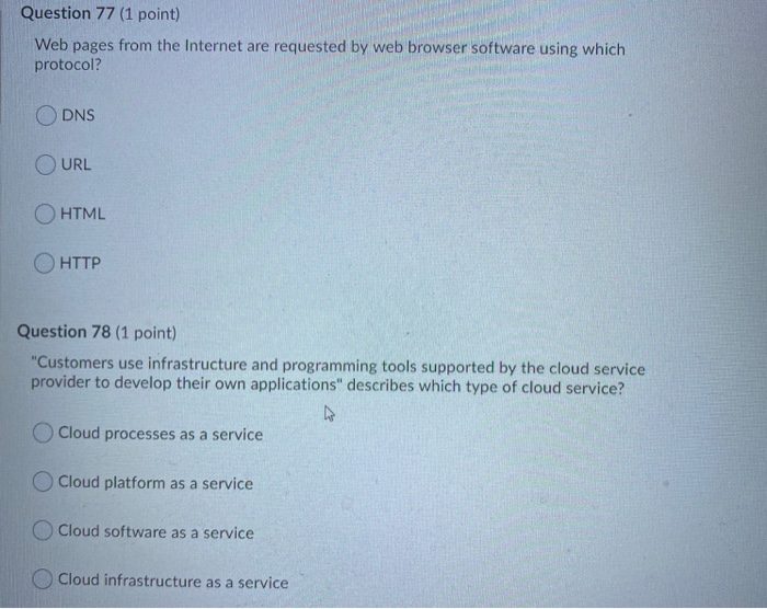  Question 77 (1 point) Web pages from the Internet are requested