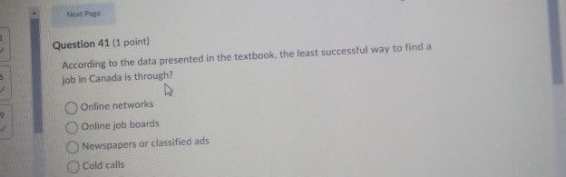  Next Page Question 41 (1 point) According to the data presented